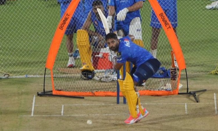 VIDEO: धोनी की पलटन में शामिल हुए राहुल त्रिपाठी, प्रैक्टिस सेशन में मचा रहे धमाल