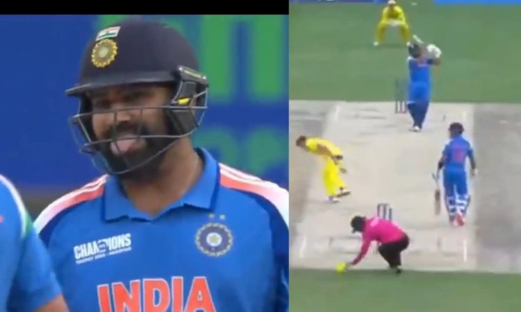 रोहित शर्मा की घातक स्ट्रेट ड्राइव से बाल-बाल बचा अंपायर, देखने लायक था दृश्य