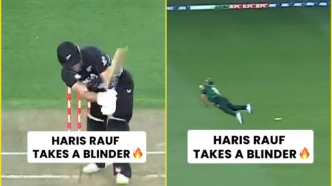 हो गया करिश्मा! Haris Rauf ने उड़ते हुए पकड़ लिया Finn Allen का बवाल कैच; देखें  VIDEO