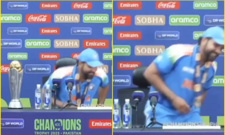 लो भाई हो गया गज़ब! प्रेस कॉन्फ्रेंस में Champions Trophy भूलकर ही चल दिए थे Rohit Sharma; देखें VIDEO