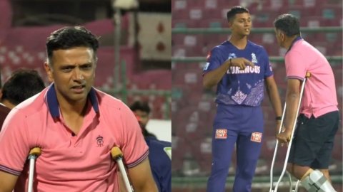 IPL 2025: Injured coach Dravid arrives at Rajasthan Royals training camp on crutches