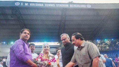 KSLTA stadium renamed as SM Krishna Tennis Stadium