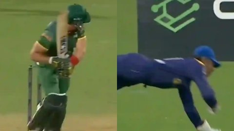 VIDEO: 47 साल के संगकारा ने घुमाई घड़ी की सुई, विकेट के पीछे उड़कर बचाए 4 रन