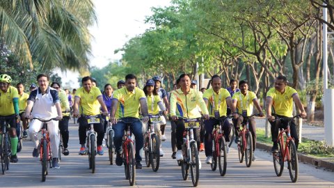 Ministers, athletes join Mandaviya in cycle rally to mark International Women’s Day