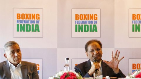 New Delhi: BFI President Ajay Singh addresses a press conference