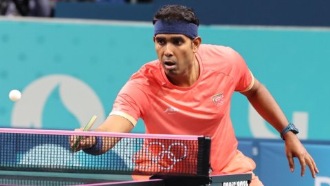 Paris: India's Sharath Kamal during a men's singles table tennis match at the Paris Olympics 2024