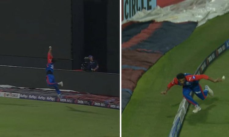 बाउंड्री पर अक्षर का कमाल, सुपरमैन फील्डिंग से हवा में उड़कर बचाए अपनी टीम के लिए बहुमूल्य रन