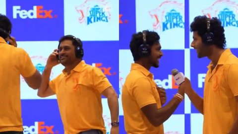 WATCH: 'मोगैम्बो खुश हुआ' पर फंसे धोनी-पथिराना, मुंबई से भिड़ने से पहले CSK खिलाड़ियों ने खेला लिप-र