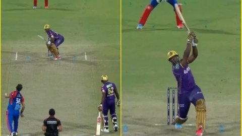 Mitchell Starc की बत्ती हुई गुल, Andre Russell ने खड़े-खड़े जड़ा 106 मीटर का छक्का; देखें VIDEO