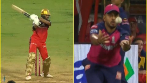 हद करते हो राणा जी! Nitish Rana ने गिरते-पड़ते 5 बार में पकड़ा Devdutt Padikkal का आसान कैच; देखें V