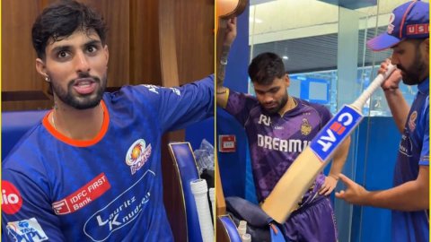 WATCH: नहीं सुधर रहे Rinku Singh, विराट कोहली के बाद अब रोहित शर्मा से मांगने पहुंच गए बैट; हो गए ट् WATCH: नहीं सुधर रहे Rinku Singh, विराट कोहली के बाद अब रोहित शर्मा से मांगने पहुंच गए बैट; हो गए ट्