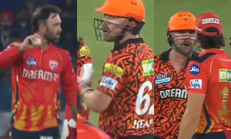 LIVE MATCH में भिड़ गए 3 ऑस्ट्रेलियाई! SRH vs PBKS मैच में ट्रेविस हेड ने की मैक्सवेल और स्टोइनिस से लड़ाई; देखें VIDEO