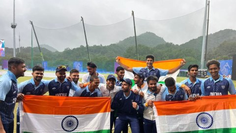 Hangzhou: Indian players celebrate after winning the Men's Gold Medal cricket match against Afghanis