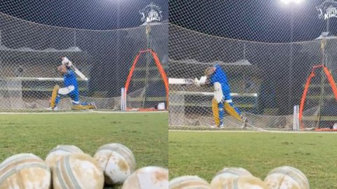 WATCH: थाला धोनी को मिला 6 बॉल चैलेंज, नेट्स में लगाए लंबे-लंबे छक्के