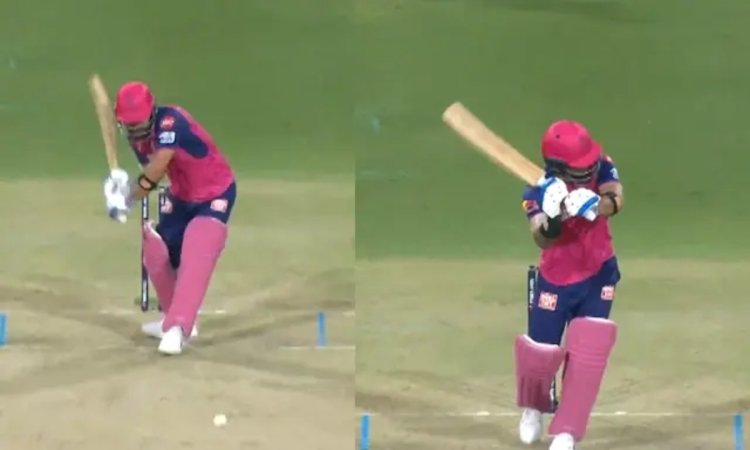 WATCH: रियान पराग ने मारा हेलीकॉप्टर शॉट, छक्का देखकर उतर गया मार्को जेनसन का चेहरा