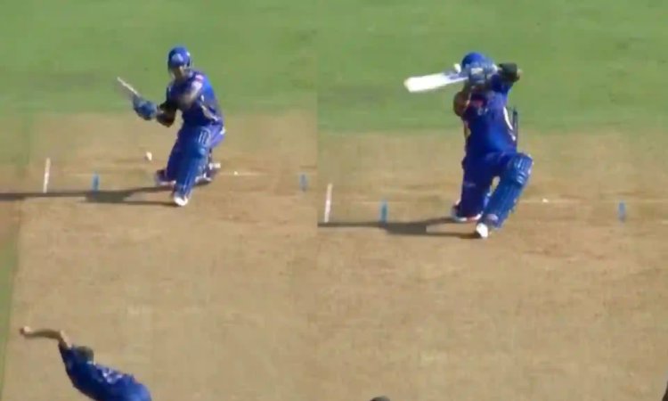 WATCH: सूर्यकुमार यादव ने बैठकर मारा प्रिंस को छक्का, बॉलर के उड़ गए होश