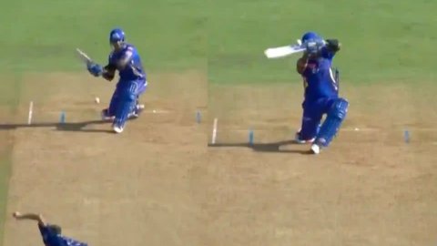 WATCH: सूर्यकुमार यादव ने बैठकर मारा प्रिंस को छक्का, बॉलर के उड़ गए होश