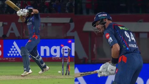 आउट होते ही भड़के मार्करम, मिडल स्टंप उड़ने के बाद बल्ला पटकने को हुए मजबूर; देखिए VIDEO