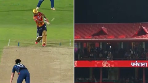 VIDEO: धर्मशाला में शशांक सिंह का विस्फोटक छक्का, मयंक यादव की गेंद छत के पार