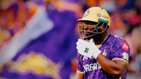 தீக்ஷனா ஓவரில் ஹாட்ரிக் சிக்ஸர்களை விளாசிய ரஸல் - காணொளி!