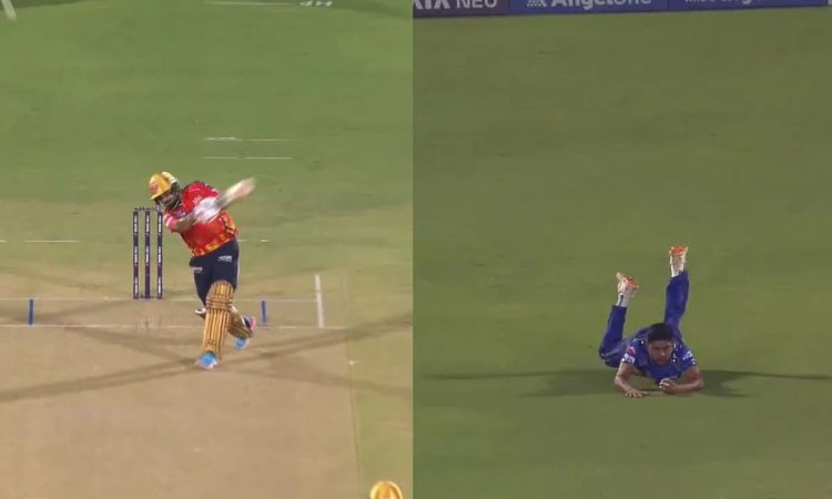 Ashwani Kumar Took Sensational Catch To Dismiss Prabhsimran Singh Watch Mi Vs Pbks அபாரமான கேட்ச்சை பிடித்து ரசிகர்களை வியப்பில் ஆழ்த்திய அஷவினி குமார் - காணொளி!