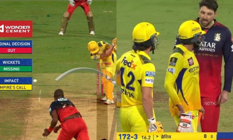 Dewald Brevis Could Not Took Drs Because Of Time Limit Reached Umpire Nitin Menon In Spotlight சர்ச்சையை கிளப்பிய நடுவரின் முடிவு; ஏமாற்றமடைந்த டெவால்ட் பிரீவிஸ்!