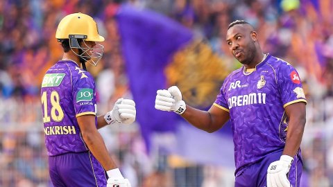 IPL 2025: Fiery knocks from Russell, Raghuvanshi power KKR to 206/4 against RR