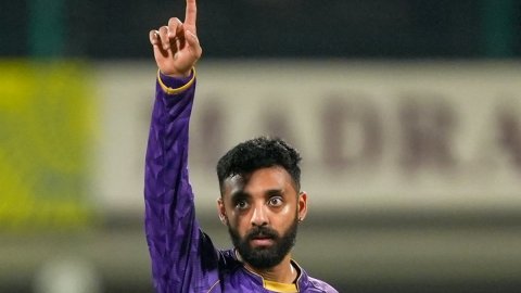 IPL 2025: KKR spinner Chakaravarthy fined, handed one demerit point for code of conduct breach