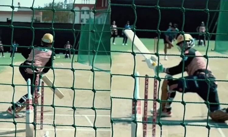 Musheer Khan Played Scoop Shots In Nets Ahead Of Their Clash Against Delhi Capitals ஸ்கூப் ஷாட்டிற்கு பயிற்சி மேற்கொள்ளும் முஷீர் கான்; வைரலாகும் காணொளி!