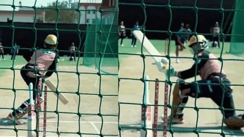 Musheer Khan Played Scoop Shots In Nets Ahead Of Their Clash Against Delhi Capitals ஸ்கூப் ஷாட்டிற்கு பயிற்சி மேற்கொள்ளும் முஷீர் கான்; வைரலாகும் காணொளி!