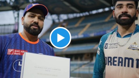 VIDEO: MI vs GT मैच से पहले मिले रोहित शर्मा और सिराज, हिटमैन ने मियां भाई को दी हीरे की अंगूठी