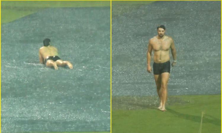 Tim David ने बेंगलुरु की बारिश में जमकर की मस्ती, आप भी देखिए ये मज़ेदार VIDEO