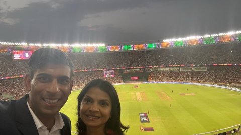 IPL 2025: Rishi Sunak shows passionate support for RCB in Ahmedabad
