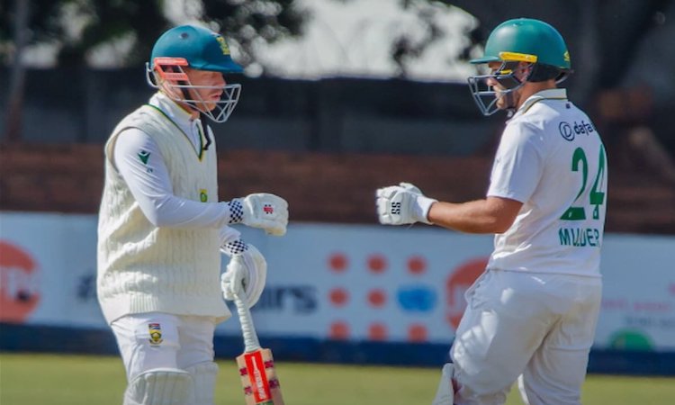 1st Test, Day 3: Zimbabwe are 32-1 and need 505 more runs to win 1st Test, Day 3: வியான் முல்டர் அதிரடியில் இமாலய இலக்கை நிர்ணயித்த தென் ஆப்பிரிக்கா!