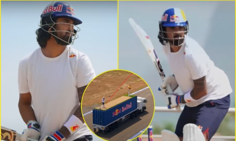 'फ्लावर नहीं फायर ये है', KL Rahul ने ट्रक पर खड़े होकर मारा 110 मीटर लंबा मॉन्स्टर छक्का, आप भी देख 'फ्लावर नहीं फायर ये है', KL Rahul ने ट्रक पर खड़े होकर मारा 110 मीटर लंबा मॉन्स्टर छक्का, आप भी देख
