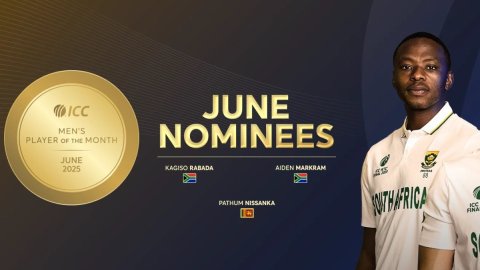 Aiden Markram, Kagiso Rabada, Pathum Nissanka feature in ICC Men's Player of June nominees Aiden Markram, Kagiso Rabada, Pathum Nissanka feature in ICC Men's Player of June nominees