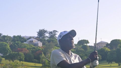 Antigua: West Indies cricketer Viv Richards plays golf at Cedar Valley Golf Course