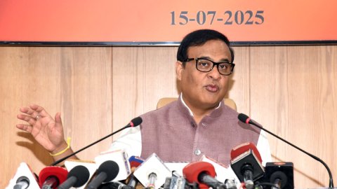 Guwahati: Assam CM Himanta Biswa Sarma addresses a press conference 