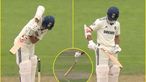 Watch -Chris Woakes Breaks Yashasvi Jaiswal Bat In 4th Test யஷஸ்வி ஜெய்ஸ்வால் பேட்டை உடைத்த கிறிஸ் வோக்ஸ் - காணொளி