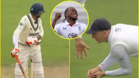 Jofra Archer के सामने Ravindra Jadeja ने टेके घुटने, Harry Brook ने स्लिप पर पकड़ा कमाल का कैच; देखे