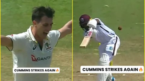 थर-थर कांपे शाई होप, Pat Cummins ने गोली की रफ्तार से बॉल डालकर उड़ाए डंडे; देखें VIDEO थर-थर कांपे शाई होप, Pat Cummins ने गोली की रफ्तार से बॉल डालकर उड़ाए डंडे; देखें VIDEO