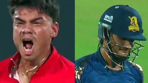 VIDEO: DPL में दिखी शेर की दहाड़, प्रियांश आर्य को आउट करने के बाद दहाड़े अमन भारती