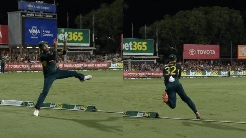 Watch-Glenn Maxwell Amazing Catch On Boundary To Dismiss Ryan Rickelton In Sa Vs Aus 1st T20i பவுண்டரில் எல்லையில் அபாரமான கேட்சைப் பிடித்த கிளென் மேக்ஸ்வெல் - காணொளி!