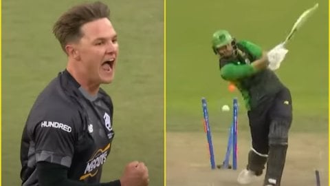 22 साल के Sonny Baker ने गोली की रफ्तार से डाली बॉल, 12 साल बड़े James Vince के उड़ गए तोते; देखें V