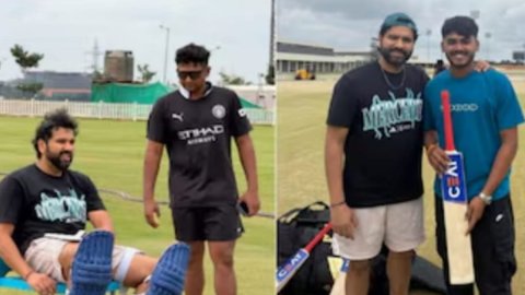 मुंबई के युवाओं संग नेट्स में पसीना बहा रहे रोहित शर्मा, सरफराज को दिए टिप्स और आयुष को तोहफे में बै