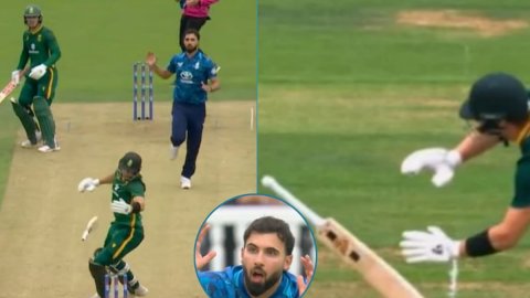 बल्ला हाथ से छूटा तो बाल-बाल बचे Tristan Stubbs, अजीबोगरीब अंदाज़ में आउट होने से बचे इस तरह; VIDEO