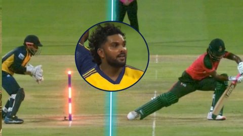 Wanindu Hasaranga का गेंद स्टंप से टकराई, लेकिन वेल्स नहीं गिरीं; हैरान रह गए श्रीलंकाई खिलाड़ी; देख