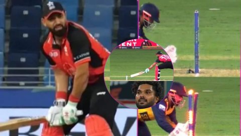 VIDEO: Hasaranga की गुगली Mendis से पहले हुई फंबल, फिर फुर्ती से स्टंपिंग कर Babar Hayat को इस तरह ब VIDEO: Hasaranga की गुगली Mendis से पहले हुई फंबल, फिर फुर्ती से स्टंपिंग कर Babar Hayat को इस तरह ब