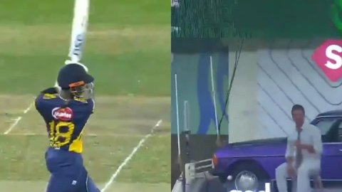 VIDEO: निसांका ने मारा ताकतवर छक्का, स्पॉन्सर कार पर पड़ गया डेंट