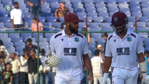 west indies 173-2 at stumps on day 3 of second innings in second test vs India trail by 97 runs IND vs WI 2nd Test: वेस्टइंडीज ने दूसरी पारी में किया पलटवार, टीम इंडिया के गेंदबाजों के आगे जमे कैं